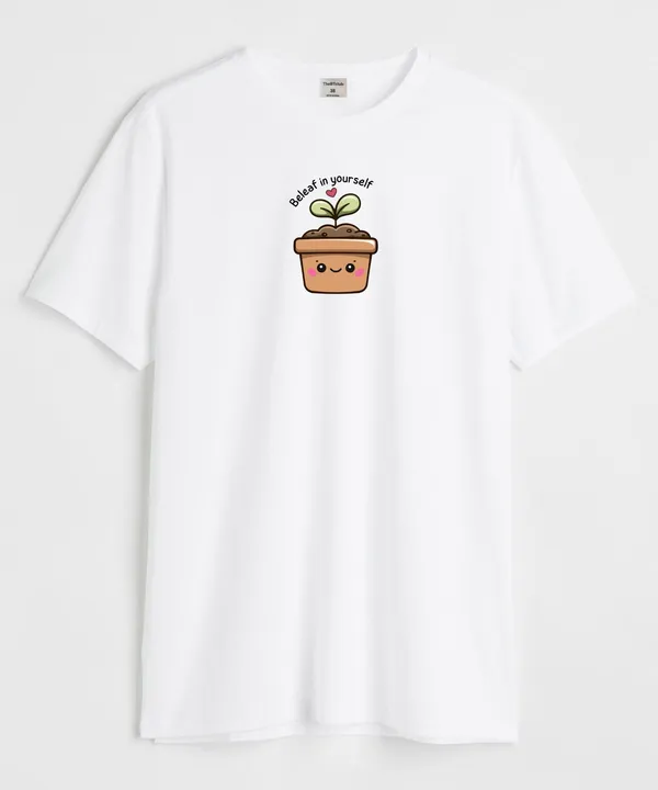 White_Beleaf_Round_Neck_Cotton_T-Shirt_For_Unisex