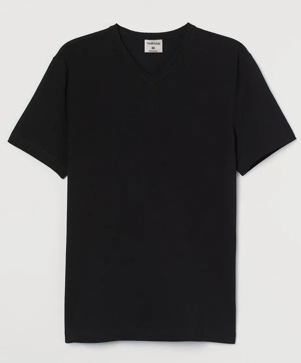 Black_V-Neck_Cotton_T-Shirt_For_Unisex