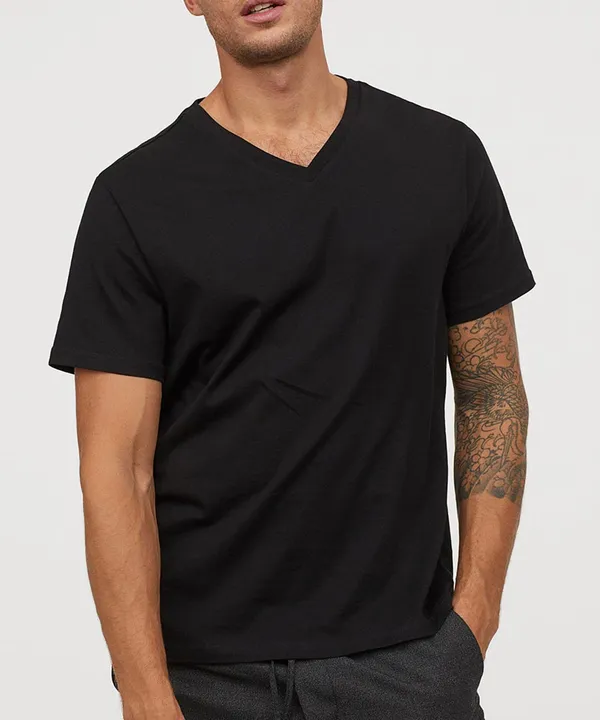 Black_V-Neck_Cotton_T-Shirt_For_Unisex