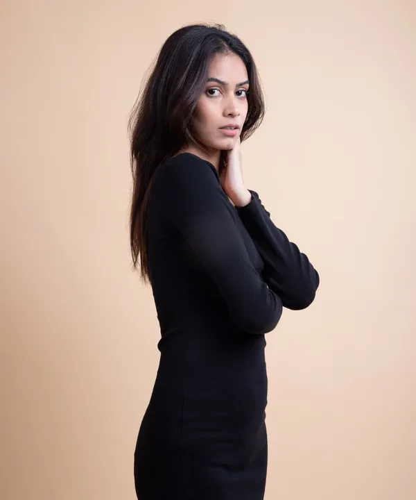 Black_Ribbed_Calf_Length_Full_Sleeves_Bodycon_Dress_For_Women