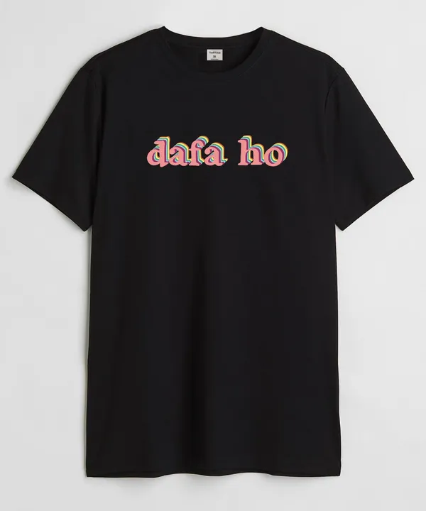 Black_Dafa_Ho_Round_Neck_Cotton_T-Shirt_For_Unisex