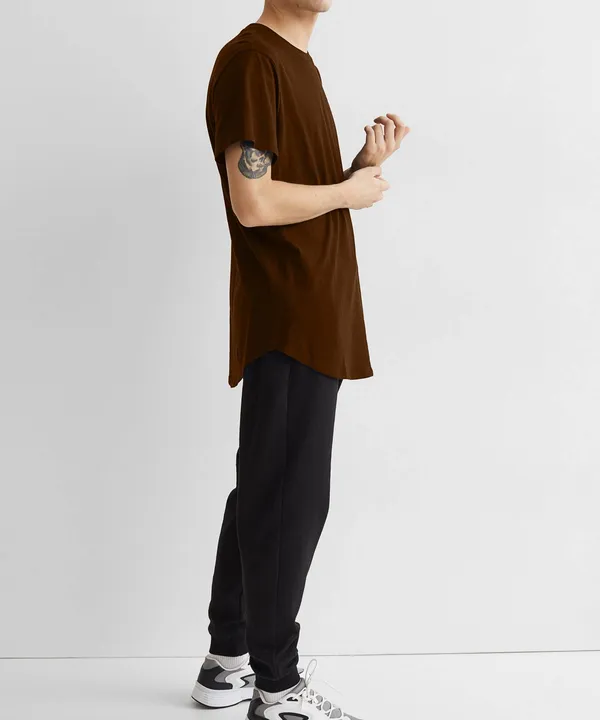 Dark_Brown_Drop_Cut_Cotton_T-Shirt_For_Unisex