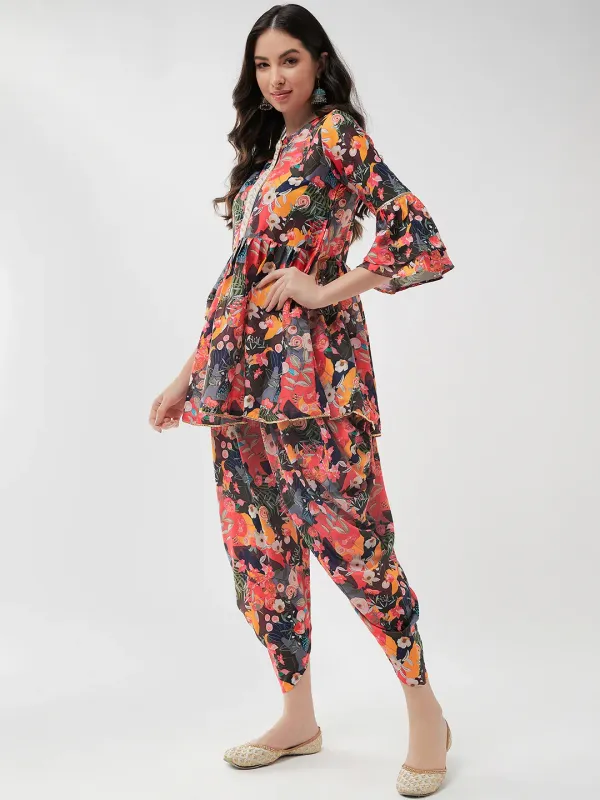 Digital_Printed_Short_Empire-Cut_Kurta_With_Lace_Details_And_Dhoti_Pant_Set