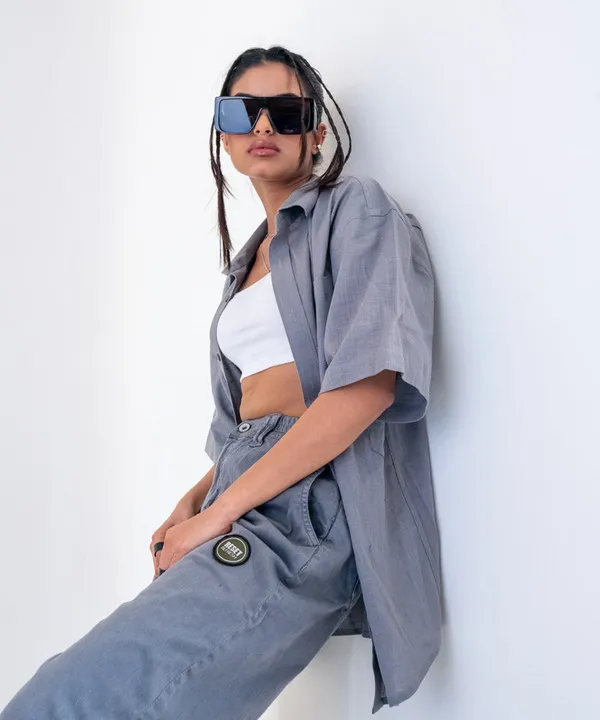 Gray_Dolphin_Half_Sleeves_Oversized_Rayon_Cotton_Shirt_For_Women