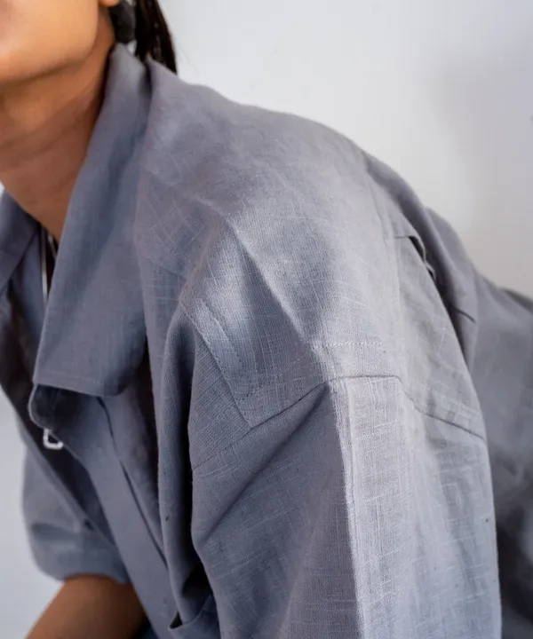 Gray_Dolphin_Half_Sleeves_Oversized_Rayon_Cotton_Shirt_For_Women