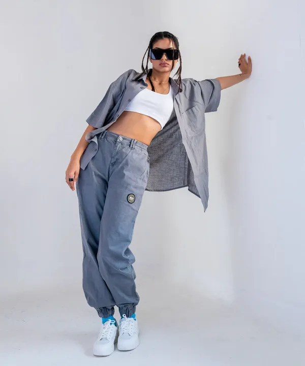 Gray_Dolphin_Half_Sleeves_Oversized_Rayon_Cotton_Shirt_For_Women