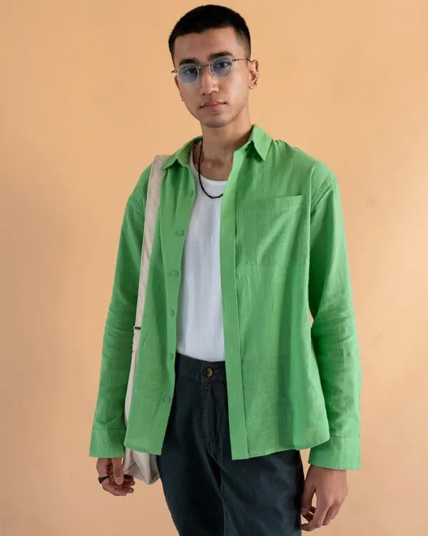 Green_Emerald_Full_Sleeves_Oversized_Rayon_Cotton_Shirt_For_Women