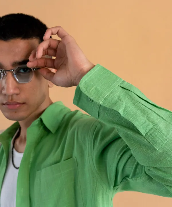 Green_Emerald_Full_Sleeves_Oversized_Rayon_Cotton_Shirt_For_Women
