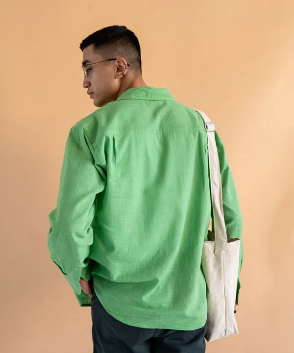 Green_Emerald_Full_Sleeves_Oversized_Rayon_Cotton_Shirt_For_Women
