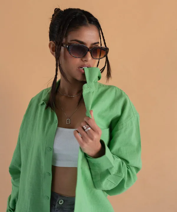Green_Emerald_Full_Sleeves_Oversized_Rayon_Cotton_Shirt_For_Women