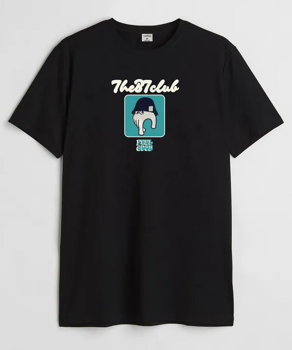 Black_Feel_Good_Round_Neck_Cotton_T-Shirt_For_Unisex