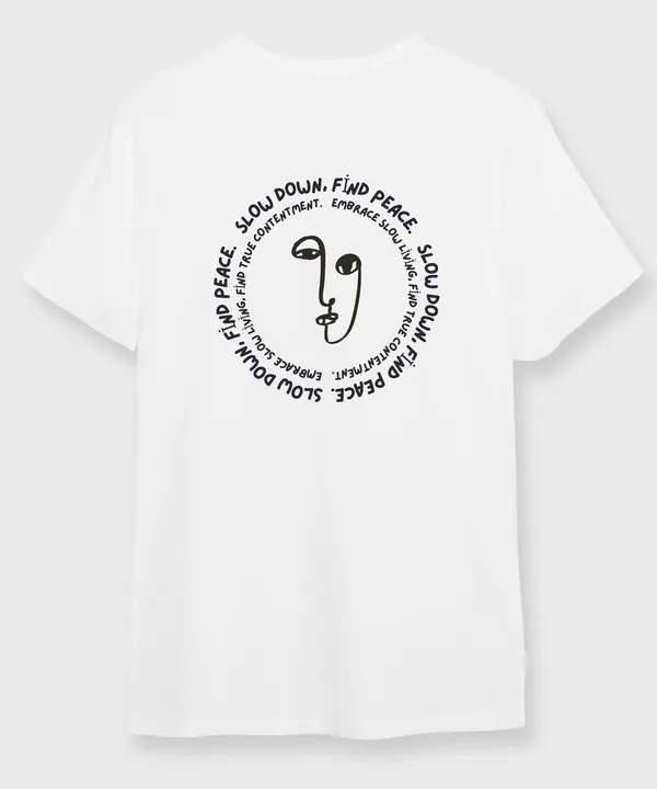 White_Find_Peace_Round_Neck_Cotton_T-Shirt_For_Unisex