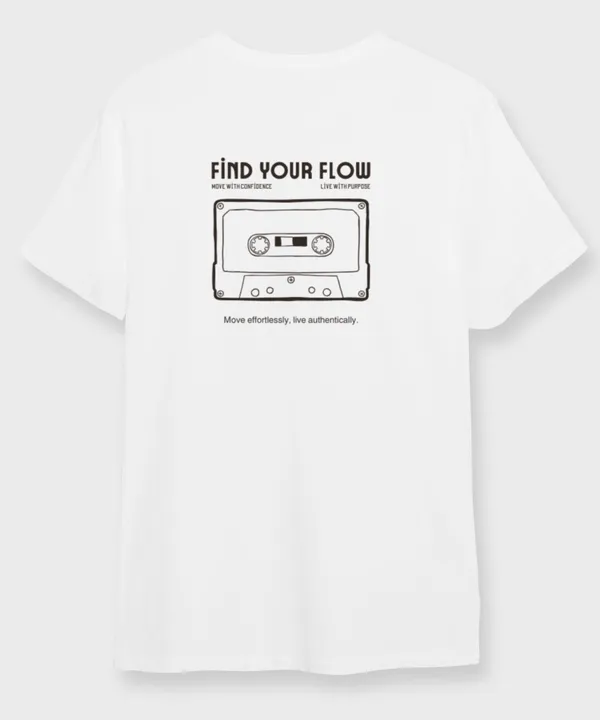White_&_Black_Find_Your_Flow_Round_Neck_Cotton_T-Shirt_For_Unisex