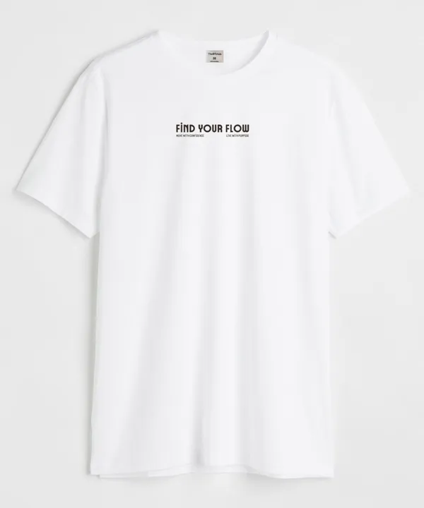 White_&_Black_Find_Your_Flow_Round_Neck_Cotton_T-Shirt_For_Unisex