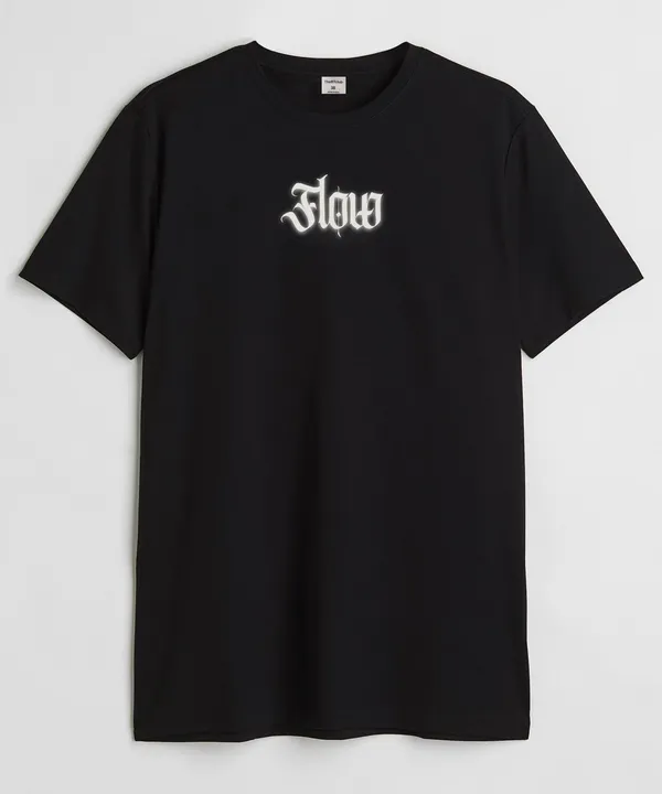 Black_Flow_Round_Neck_Cotton_T-Shirt_For_Unisex