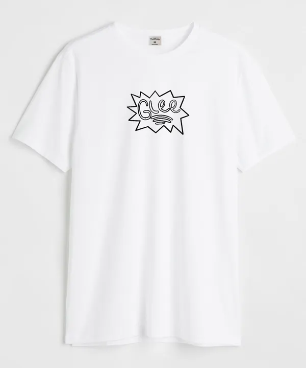 White_&_Brown_Glee_Round_Neck_Cotton_T-Shirt_For_Unisex
