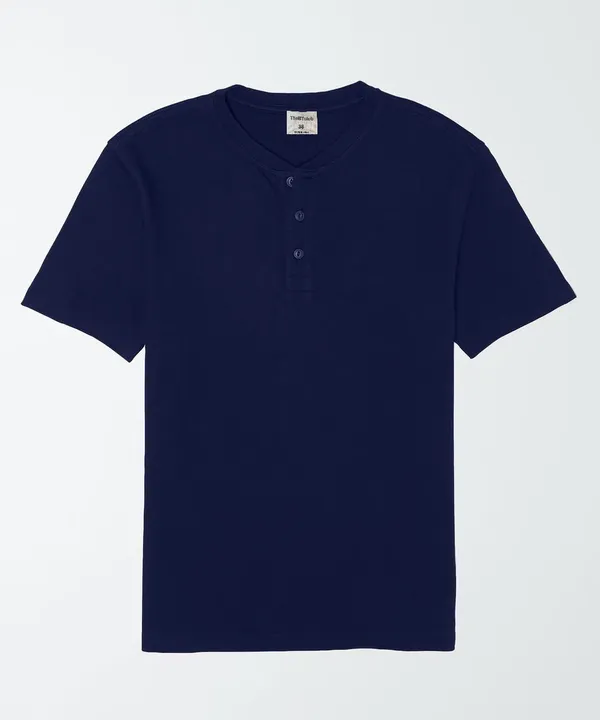 Navy_Blue_Henley_Half_Sleeves_Cotton_T-Shirt_For_Unisex