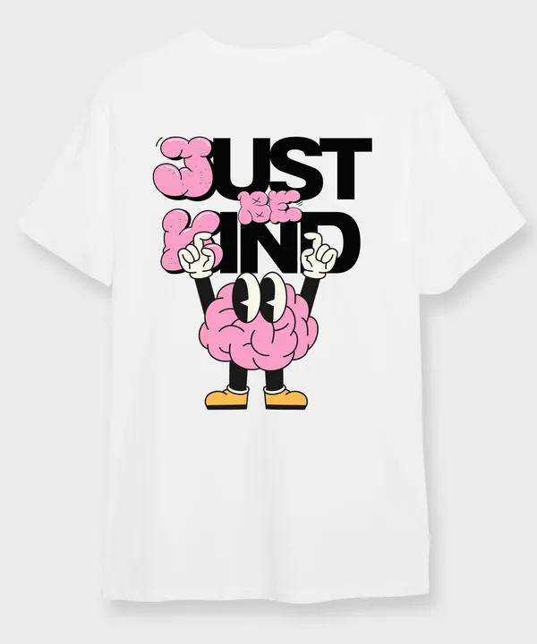 White_&_Pink_Just_Be_Kind_Round_Neck_Cotton_T-Shirt_For_Unisex
