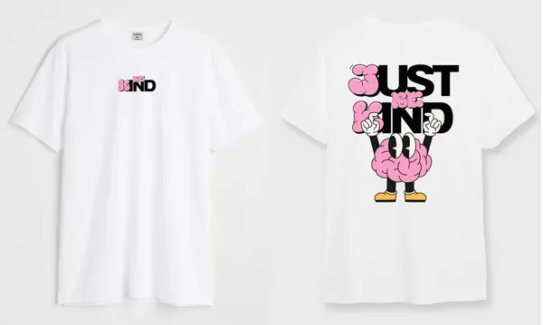 White_&_Pink_Just_Be_Kind_Round_Neck_Cotton_T-Shirt_For_Unisex