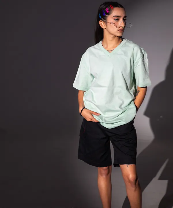 Light_Pastel_Green_V-Neck_Cotton_T-Shirt_For_Unisex