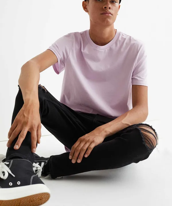 Lilac_Drop_Cut_Cotton_T-Shirt_For_Unisex