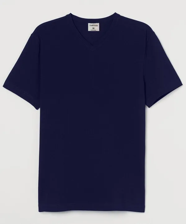 Navy_V-Neck_Cotton_T-Shirt_For_Unisex
