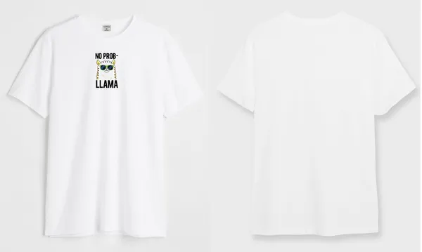 White_No_Prob_Llama_Round_Neck_Cotton_T-Shirt_For_Unisex