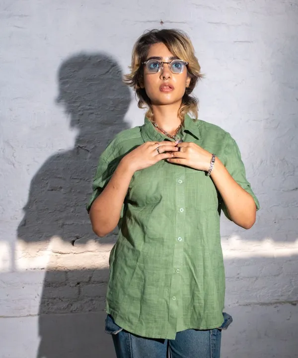 Olive_Green_Full_Sleeves_Oversized_Rayon_Cotton_Shirt_For_Women