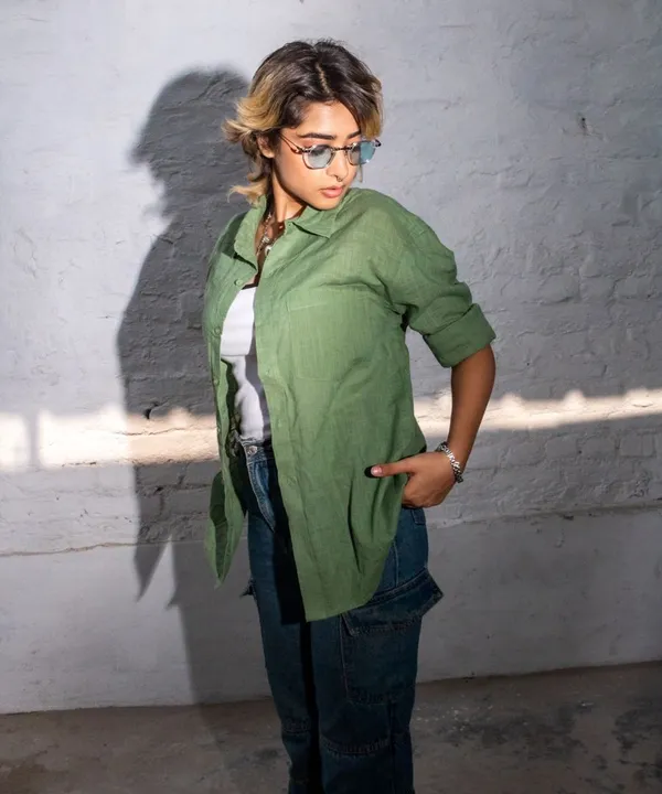 Olive_Green_Full_Sleeves_Oversized_Rayon_Cotton_Shirt_For_Women