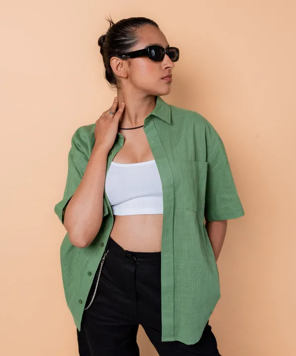 Pastel_Green_Half_Sleeves_Oversized_Rayon_Cotton_Shirt_For_Women