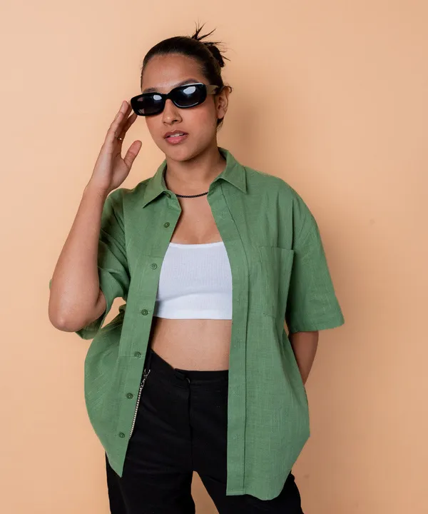 Pastel_Green_Half_Sleeves_Oversized_Rayon_Cotton_Shirt_For_Women