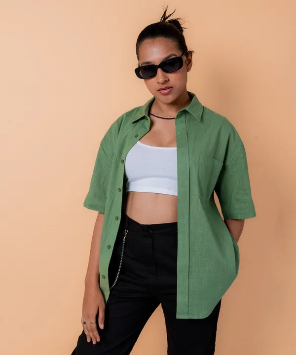 Pastel_Green_Half_Sleeves_Oversized_Rayon_Cotton_Shirt_For_Women