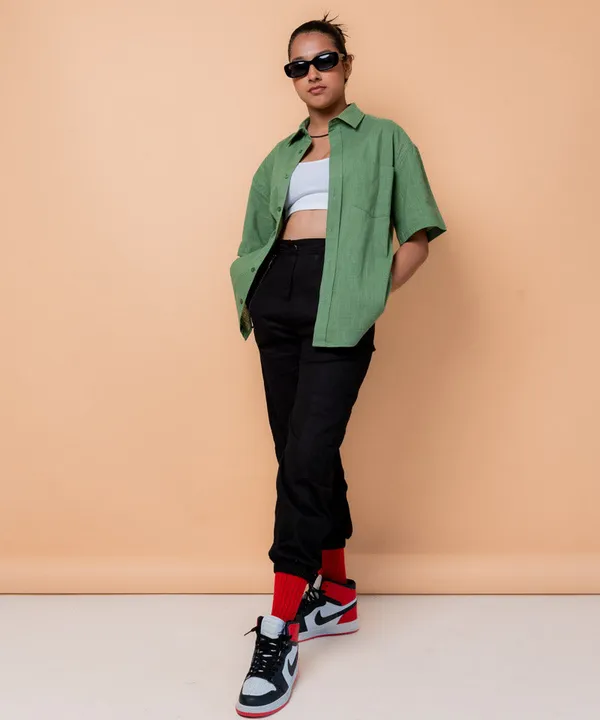 Pastel_Green_Half_Sleeves_Oversized_Rayon_Cotton_Shirt_For_Women