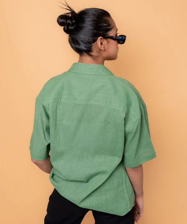 Pastel_Green_Half_Sleeves_Oversized_Rayon_Cotton_Shirt_For_Women
