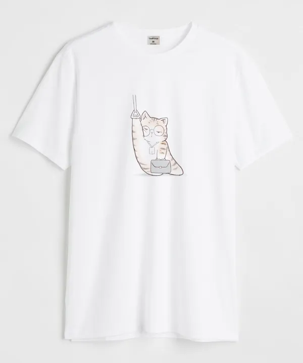 White_Paws_&_Pause_Round_Neck_Cotton_T-Shirt_For_Unisex