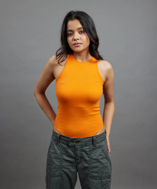 Neon_Orange_Ribbed_Racerback_Thong_Bodysuit_For_Women