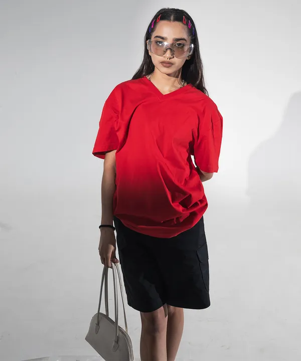 Red_Red_V-Neck_Cotton_T-Shirt_For_Unisex