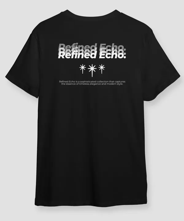 Black_Refined_Echo_Round_Neck_Cotton_T-Shirt_For_Unisex