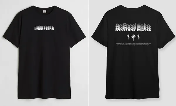 Black_Refined_Echo_Round_Neck_Cotton_T-Shirt_For_Unisex
