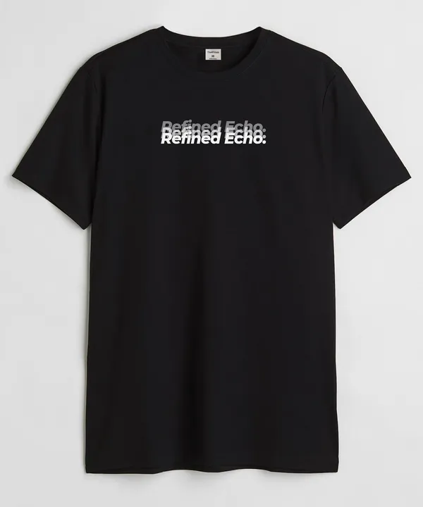 Black_Refined_Echo_Round_Neck_Cotton_T-Shirt_For_Unisex