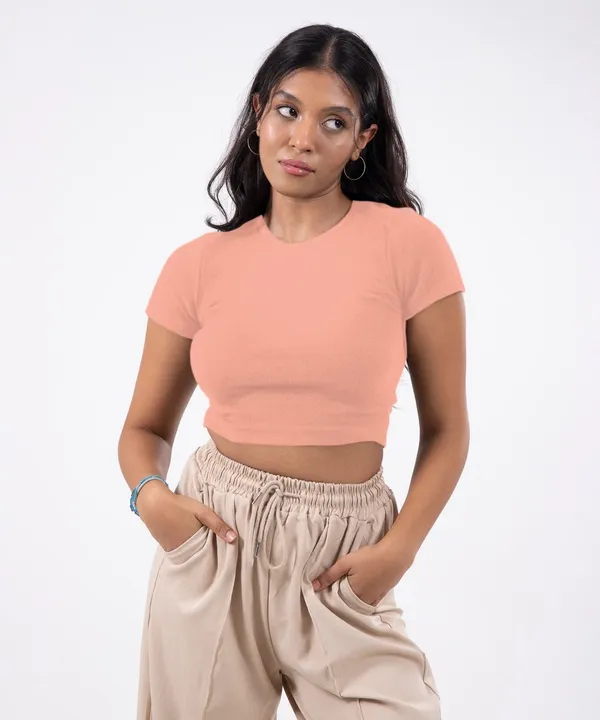 Peach_Ribbed_Cropped_Top_For_Women