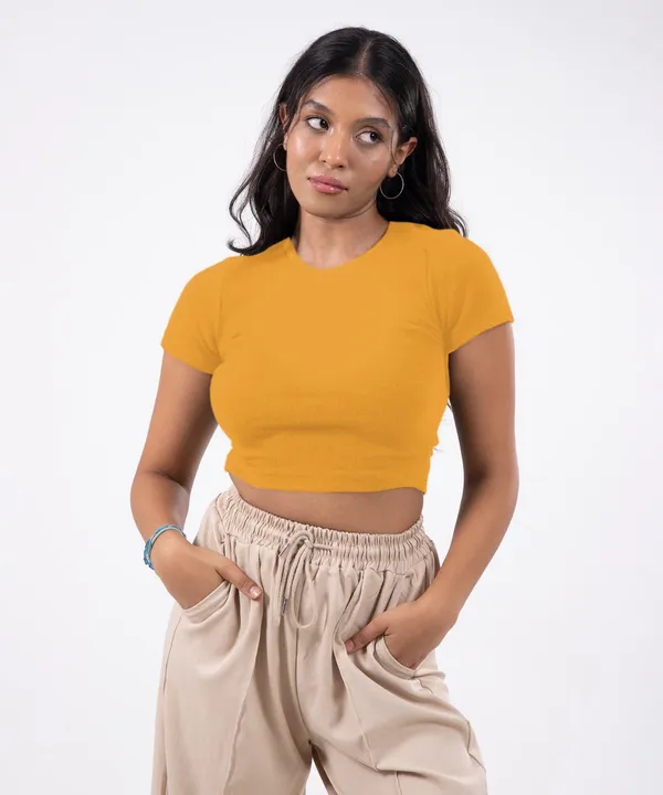 Mustard_Ribbed_Cropped_Top_For_Women