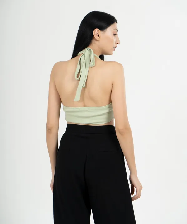Pastel_Green_Ribbed_Draped_Drawstring_Cropped_Top_For_Women