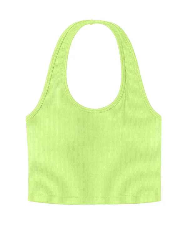 Neon_Green_Ribbed_Halterneck_Crop_Top_For_Women