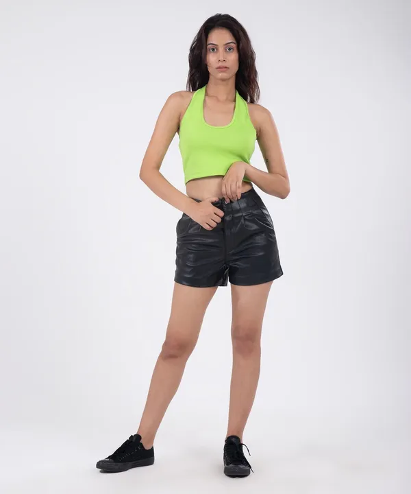 Neon_Green_Ribbed_Halterneck_Crop_Top_For_Women