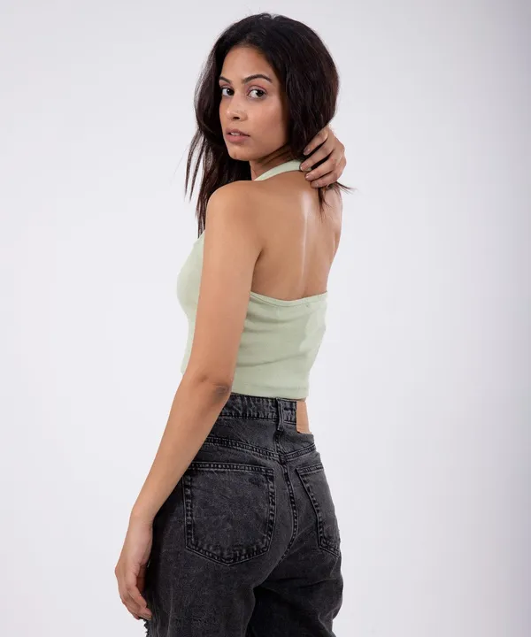 Pastel_Green_Ribbed_Halterneck_Crop_Top_For_Women