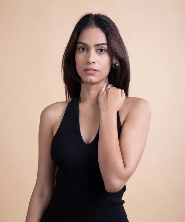 Black_Ribbed_Halter_V-Neck_Bodycon_Dress_For_Women
