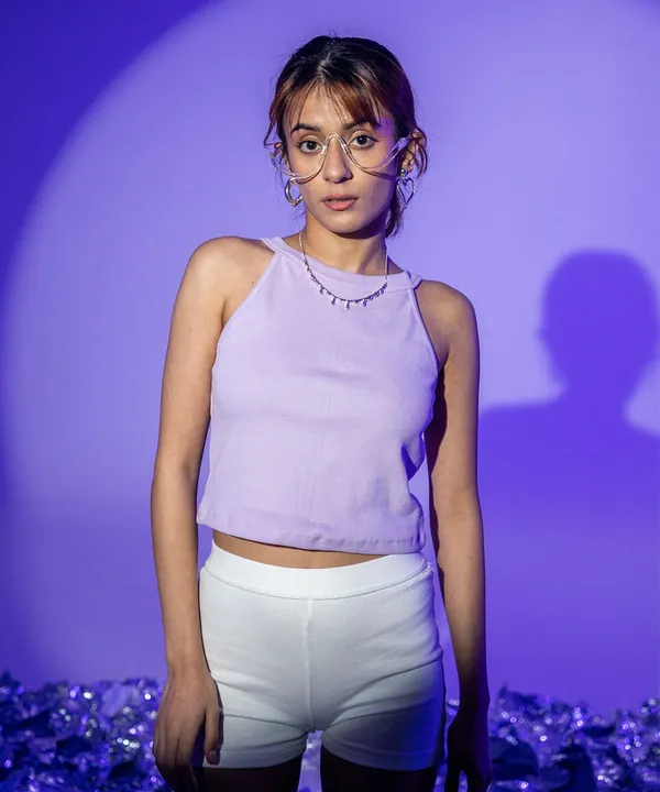 Lilac_Ribbed_High_Neck_Fitted_Top_For_Women