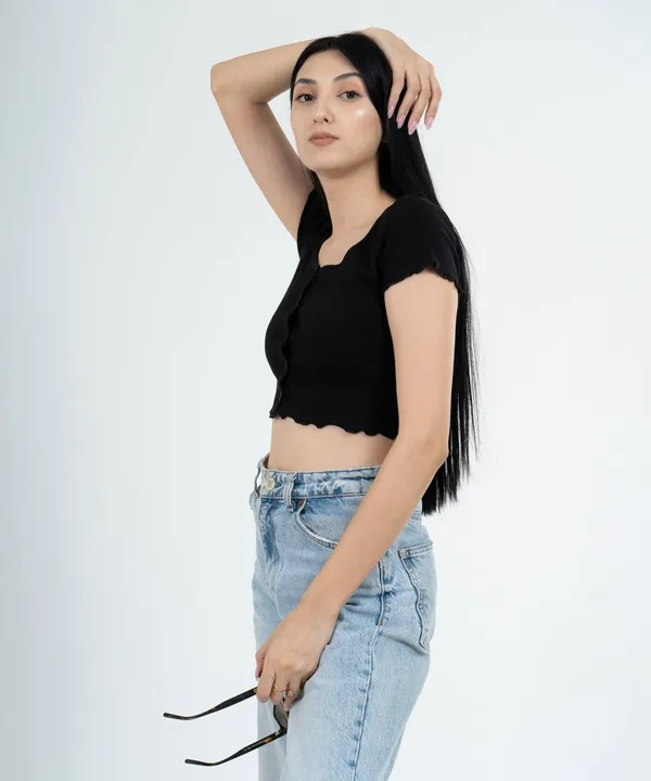 Black_Ribbed_Overlock_Top_For_Women