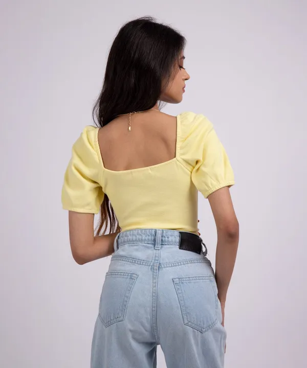Lemon_Ribbed_Puff_Sleeves_Square_Neck_Top_For_Women
